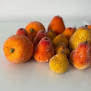 Retro Sugared Fruit Pears Fake Fruit Decor Set of 19